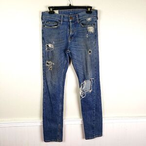 Hollister Men's Size 28X30 Straight Factory Distressing Mid Rise Denim Jeans